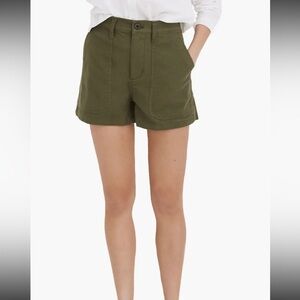 Madewell Olive Green Military Twill Cargo Frayed‎ Hem Shorts